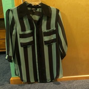Green and black striped top